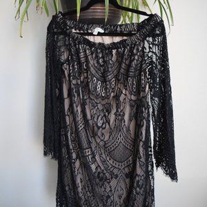 Black Lace Off-The-Shoulder Dress